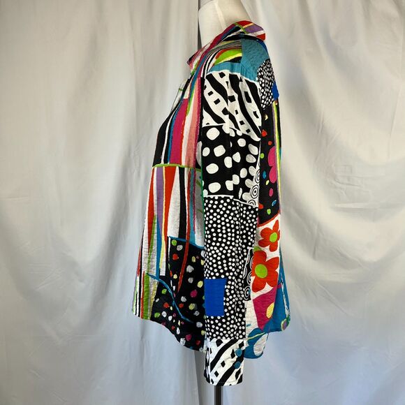 Ali Miles Abstract Button Up Top Size PL Artsy Quirky Art Teacher Creative - Picture 5 of 15
